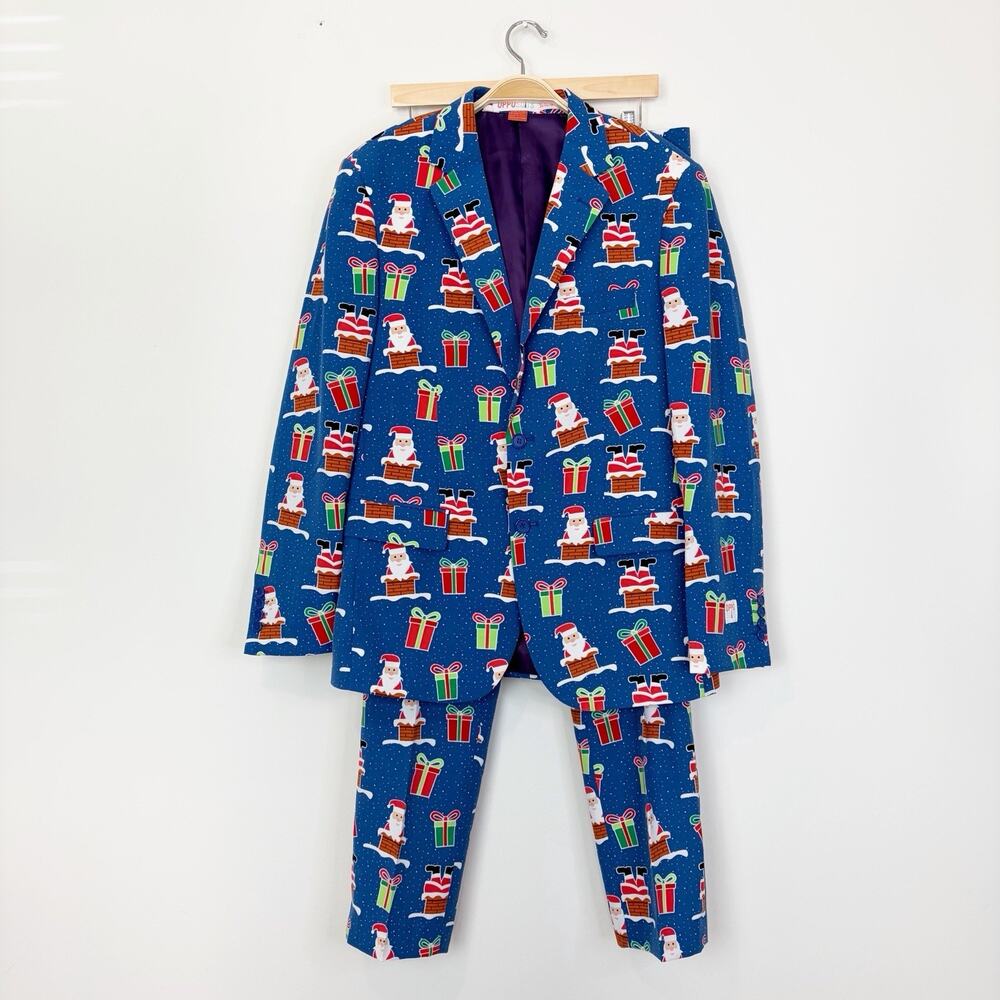 OppoSuits Mens EU 50 US 40 UK 40‎ Christmas Ugly Sweater Suit Jacket Pants Santa